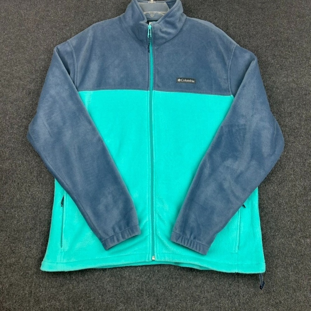 Columbia Unisex Fleece Jacket Mock Full Zip XXL Blue Aqua Outdoors Hiking